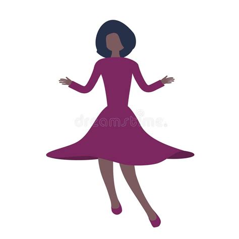 The Figure Of A Girl Is Dancing In A Lilac Dress Stock Vector