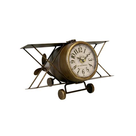 Classic Airplane Metal Table Clock Bronze Boxman