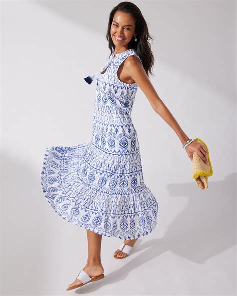 Dresses Tommy Bahama Womens Ikat Tropics Cotton Voile Midi Dress Mare