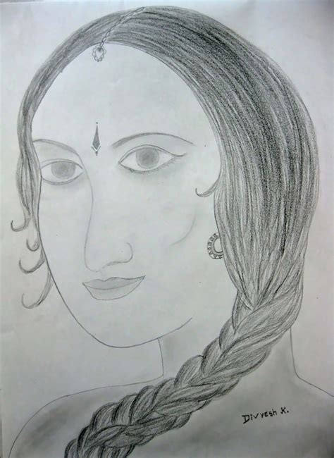 Divyesh Art Gallery: Beautiful Woman Sketch