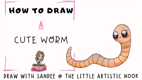 How To Draw A Cute Worm Step By Step Insect Illustration Tutorial Easy Art Lesson Youtube