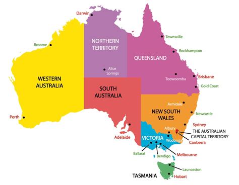 Australia Map With States And Cities Map Of Australia With States And