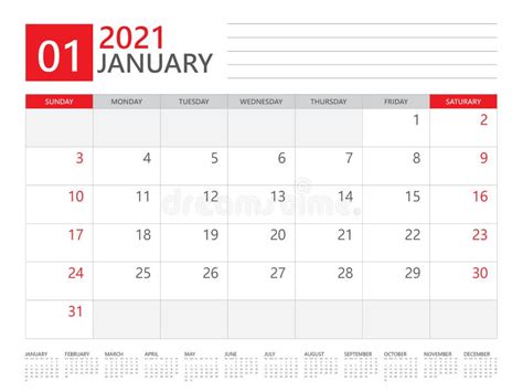 January 2021 Calendar Planner Set For Template Corporate Design Week