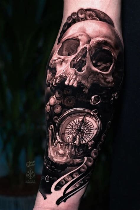 Skull Compass Tattoo Reference Dövme