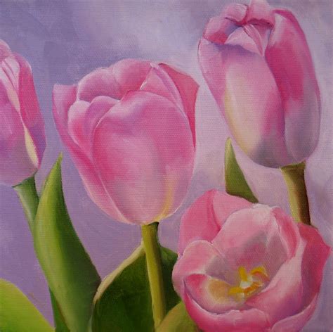 Pink Tulips Oil On Stretched Canvas 8 X 8 Sold At 4500 Plus