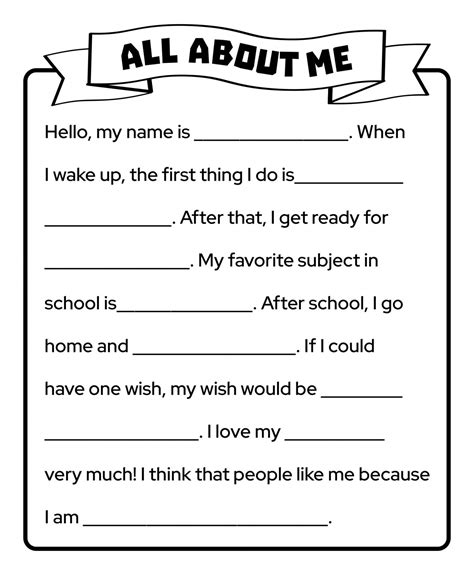 Free Printable All About Me Worksheet For Adults Free Printable Hq