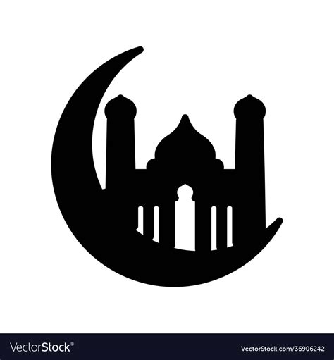 Crescent Moon Mosque Islam Icon Design Template Vector Image