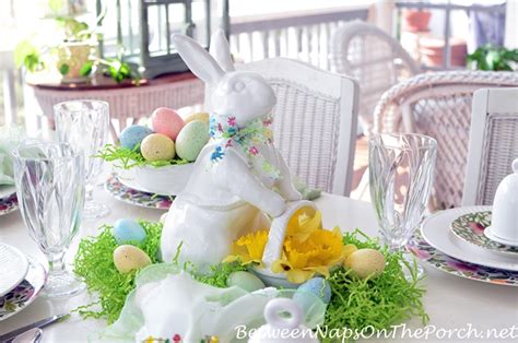 Spring Easter Table Setting With Spode Emmas Garland And Bunny Centerpiece