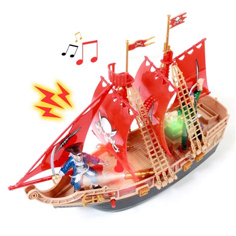 Kidplay Scurvy Boys Light Up Pirate Ship Adventure Boat Toy With Real
