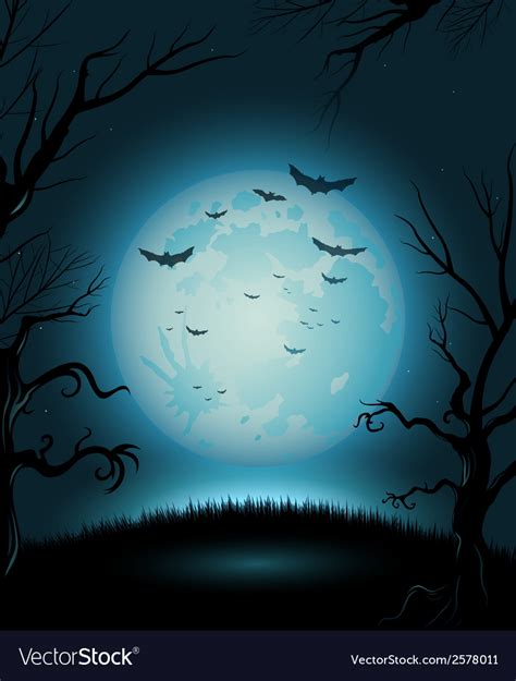 Creepy Halloween Night Poster Full Moon Copy Space