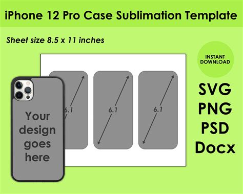 Iphone 12 Pro Template For Sublimation 85x11 Sheet Svg Png Etsy