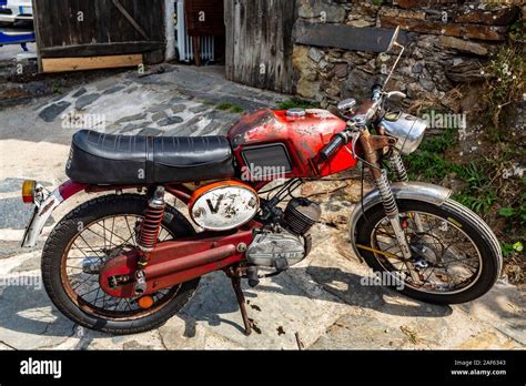 Detail Of An Old Sis Sachs V5 Sport Classic 50cc Motorbike Of German