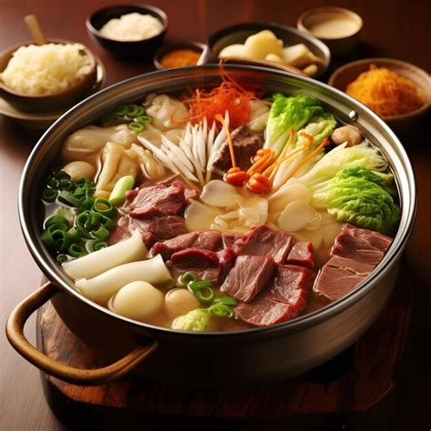 Premium Photo Traditional Sukiyaki Pot With Kobe Beef And Vegetable