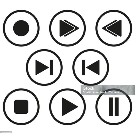 Black Media Player Buttons Collection Vector Illustration Stock Image