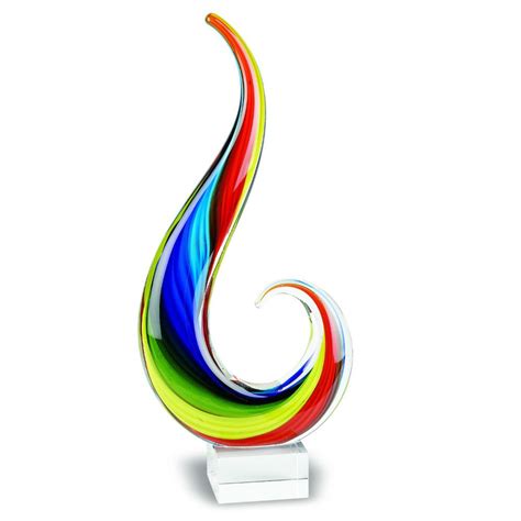 Badash Crystal Rainbow Note Murano Style Art Glass 16 Inch Centerpiece