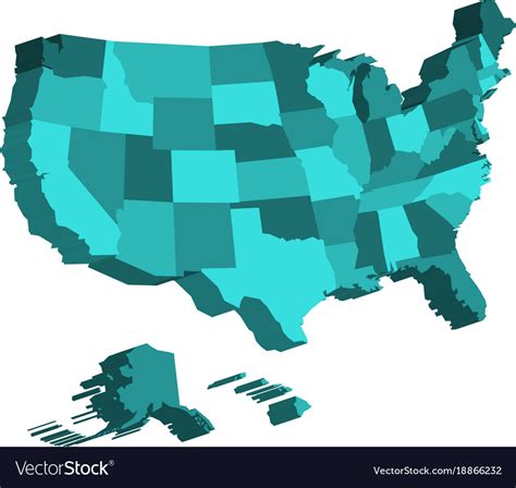 3d Map Of United States Of America Usa Divided Vector Image
