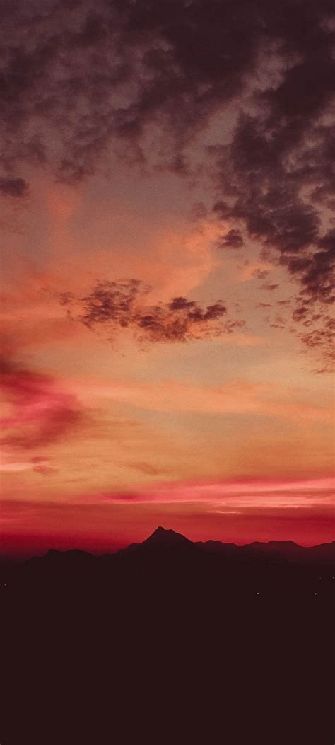 Sunset Mountains Clouds Sky 1080x2400