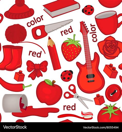 Seamless Pattern With Red Objects Royalty Free Vector Image