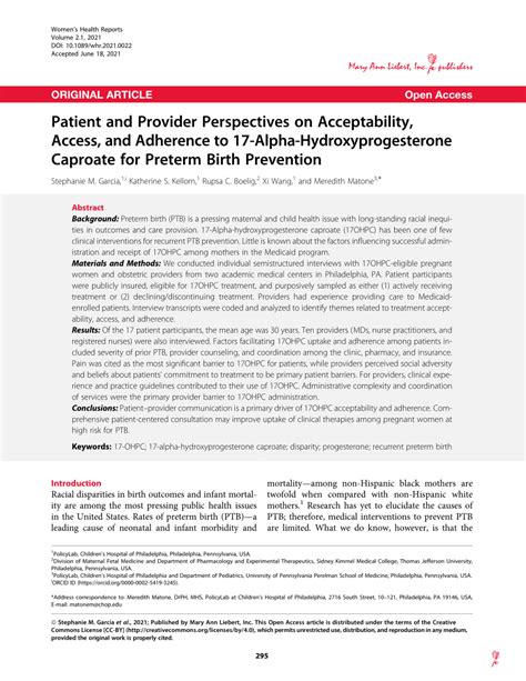 pdf patient and provider perspectives on acceptability access and adherence to 17 alpha