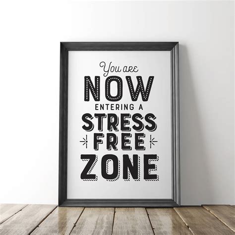 Stress Free Zone Printable Poster Inspirational Home Modern Decor