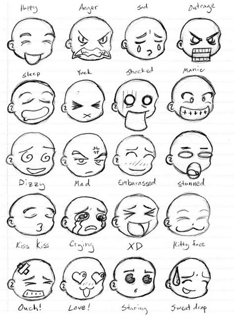 Emoticons Sheet By GeomancerEDG Drawing Cartoon Faces Chibi Drawings Anime Drawings Sketches