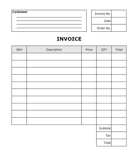 Free Blank Invoice Templates Pdf Eforms Invoice Templates Blank Commercial Pdf Word