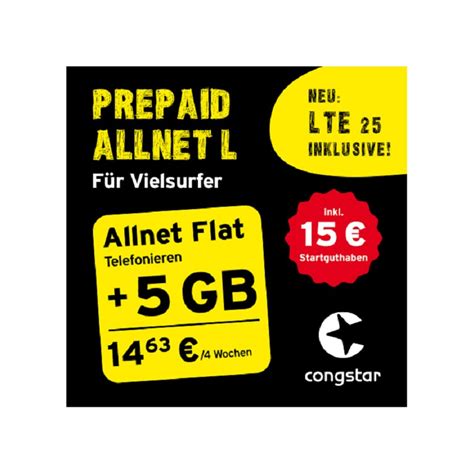 Hier bekommt ihr news zu tarifen, aktionen & gewinnspielen von congstar. congstar Prepaid Allnet L für 200 °P + 2,99 € • portofrei ...