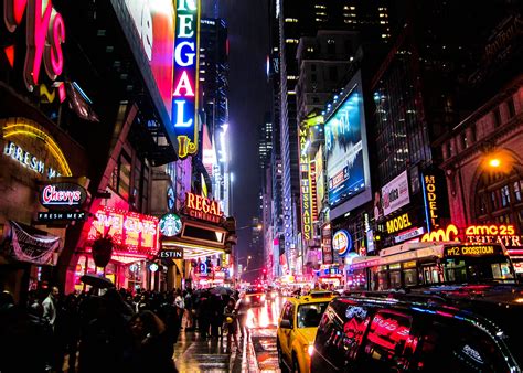 New York City Night Displate Newyork Usa Manhattan Street City Cityscape Lights Colors