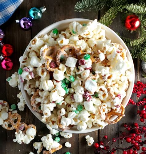 White Chocolate Christmas Popcorn Party Mix Frugal Hausfrau