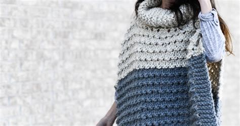 Knit up a warm and cosy afghan that everyone in your family will love! Vail Ski Poncho Knitting Pattern - Mama In A Stitch