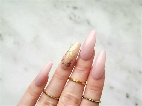 Rose Nude Press On Nails With A Gold Foil Any Shape Etsy