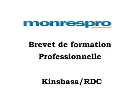 Certificat De Formation Professionnelle Monrespro Rdc