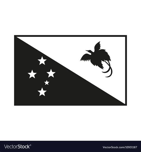 Papua New Guinea Flag Monochrome On White Vector Image