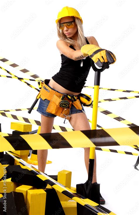 Sexy Blonde Female Construction Worker Stock Photo Adobe Stock