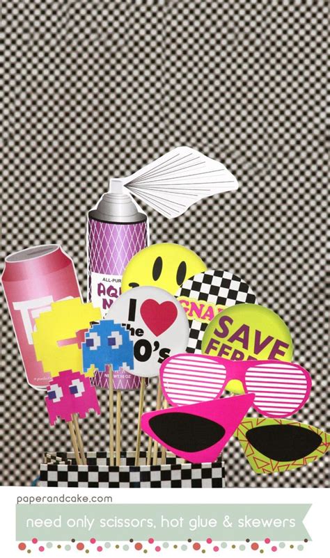 80s Printable Photo Props3 Photobooth Props Printable Personalized