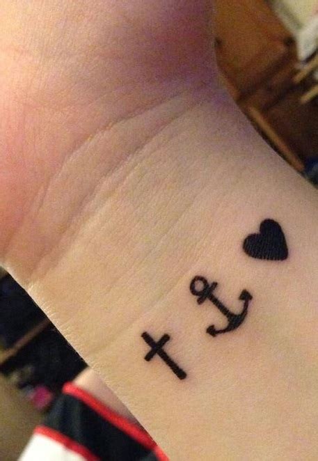 Little Black Tattoos Of Heart Anchor And Cross On Wrist Blurmark