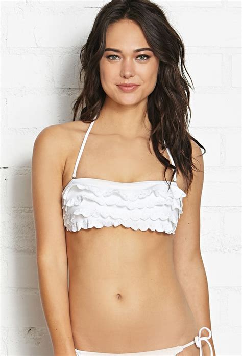 Eyelet Ruffled Bandeau 14 80 Bandeau Fashion White Bikini