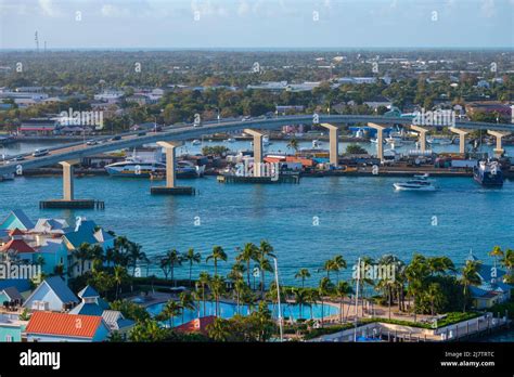 Nassau Downtown Aerial View Including Paradise Island Bridge And