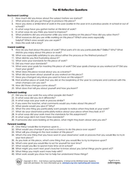 Every day, write down three things in your journal: The 40 Reflection Questions | Reflection questions, Project based learning and Students