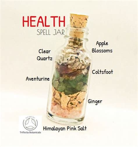 Health Spell Jar Of Crystals Herbs Salts Full Moon And Etsy