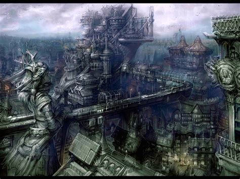 Download Cyborg Futuristic Sci Fi City Dark Gothic Sci Fi City Wallpaper
