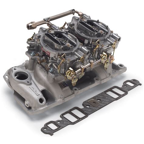 Edelbrock Rpm Dual Quad Intake Manifold And Carburetor Kit Chev Sb