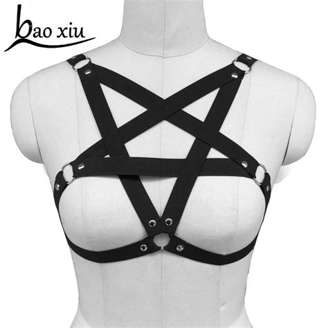sexy strap pentagram bondage harness women belts elastic body gothic club gothic harajuku