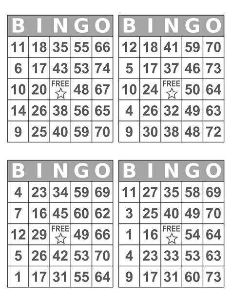 Free Printable Bingo Cards 6 Per Page