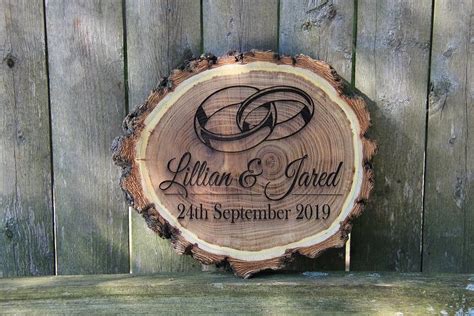 Personalized Engraved Rustic Log Plaque Custom Wood Wedding Sign Customized Wedding T For