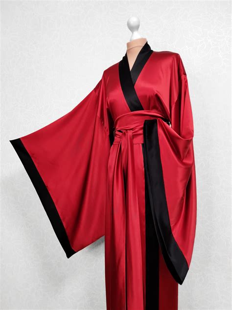 Mulberry Silk Kimono Robe Long Satin Robe Lined Satin Etsy