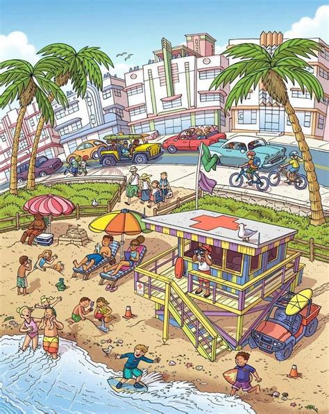 South Beach Miami Hidden Picture Created For Highlights Magazine