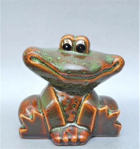 Vintage Pottery Smiling Frog Toad Whimsical Drip Glaze 5500 Picclick