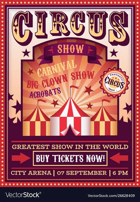 Circus Poster Traveling Circus With Tent Carnival Festival Magic Show