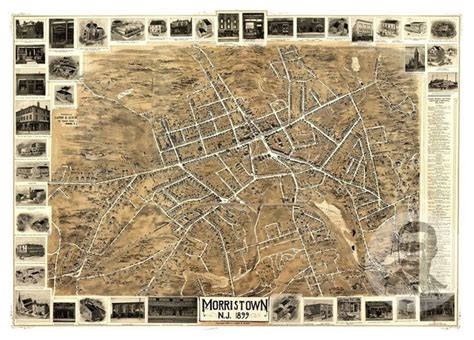 Historic Morristown Nj Map 1899 Vintage New Jersey Art Print Decor